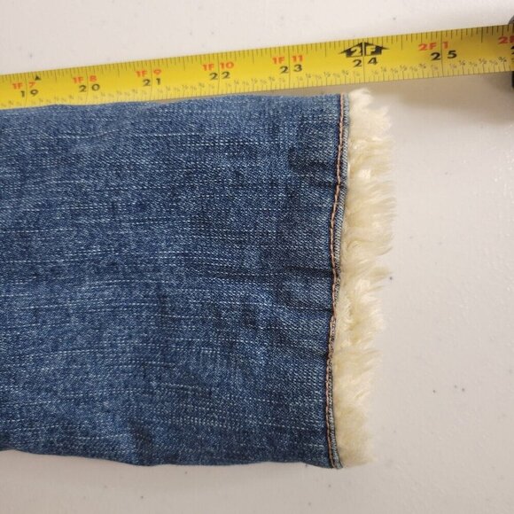 Dollhouse Penny Lane Jean Jacket Womens M Blue Denim Sherpa Lined Stretch Retro - Picture 10 of 12